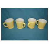 4pcs Fire-King Yellow Coffee Mugs