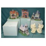4 PartyLite Candle Houses & 2 Angels