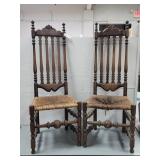Pair Early 20th Century Nannister Back Side Chairs