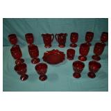 17pcs LE Smith Moon & Stars Ruby Red Glassware