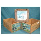 Lot 3pcs Various Vintage Wood Fruit Boxes
