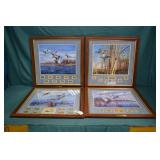 4pc David Mass Duck Stamp Prints Framed