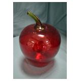 7" Viking Red Art Glass Apple