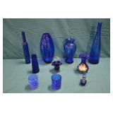 Lot Various Vintage Cobalt Blue Vases & More