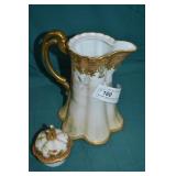 Porcelain Nippon China Tea Pot & 3 Cups