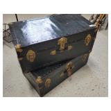 2pcs Vintage Standard Steamer Travel Trunks