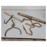 Primitive Ice tongs, Hay Hook & More