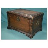 14" x 21" Leather Top Wood Trunk