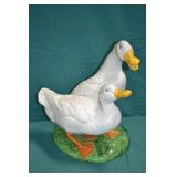 14" Italian Goose Couple Clayware Statue