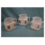 3pcs Mid Century Frosted Glass Juice Pitchers