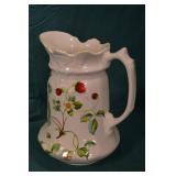 English Old Foley Strawberry 8" Porcelain Pitcher