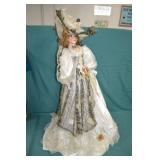 Lg 40" Tall Porcelain Victorian Girl Doll & Stand