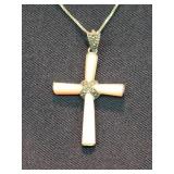 Sterling Silver Mother of Pearl Cross & Chain