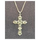 Sterling Gothic Filigree Cross Pendant & Chain