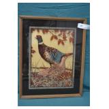 1960s Pheasants Lu Lus Reverse Glass Painting