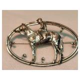 Corbell Sterling Equestrian Jockey Brooch
