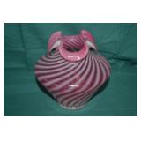 Fenton Pink Spiral Optic 6" Glass Vase