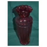 Fenton Cranberry Column & Arch Ribbed 8" Vase