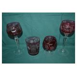 4pcs Nactmann Bleikristall & Traube Cranberry Glas