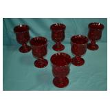 6pc LG Wright Ruby Stars & Bars 6" Goblets