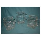 3pc 1950s Federal Glass Starbust Clear Pitchers