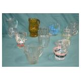 Lot 9pc Large Mid Century Glass Pitchers