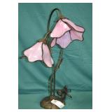 24" Tiffany Style Slag Leaded Glass Tulip Lamp