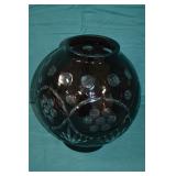 12" Heavy Bohemian Czech Deep Amethyst Cut Vase