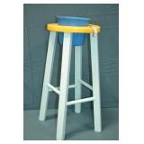 24" Tall Wooden Stool Art Planter