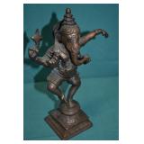 9" Solid Brass Hindu Deity Ganesha Dancing