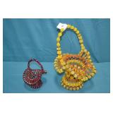 2pcs Vintage Beadwork Hand Made Baskets