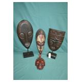 Lot of 4 African Wooden Carved Ceremonial Masks