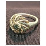 Sterling Silver & Blue Diamond Ladys Cocktail Ring