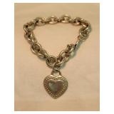 Judith Ripka Sterling Silver Heart Charm Braacelet