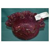 Fenton Cranberry Ruffled Edge 9" Bowl