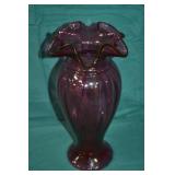 Fenton Cranberry Ruffled Edge 11" Vase