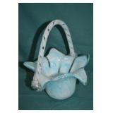 Hand Made Blue & White Marble Glass 7" Basket