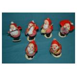 1950s Putz 3" Tall 6pc Santa Band Figures