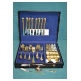 International Gold Plate Service For 8 Flatware St