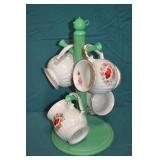 Fiesta Stand w/ 4 English Sadler China Mugs