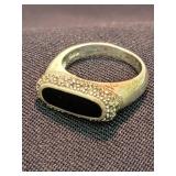 Sterling Silver Ring with Black Onyx Inlay