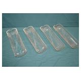 4pcs Indiana Glass Pebble Leaf Footed Corn Holders