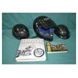 Lot Motorcycle Helmets, Books & More