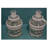 2pcs 1950s Frosted Glass 10" Apothecary Jars
