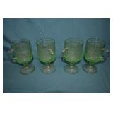 4 Tiara Indiana Glass Chantilly Green Mugs