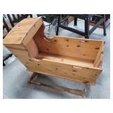 38" Knotty Pine Wood Craft Baby Cradle Rocker