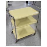 3 Tiered Enameled Porcelain Rolling Kitchen Cart