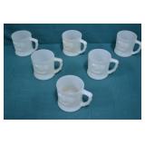 6pc Set BC Cartoon Grog Milkglass Mugs Fire-King
