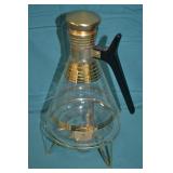 1950s Inland Glass Carafe & Warming Stand