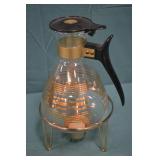 1950s Pyrex Glass Carafe & Warming Stand